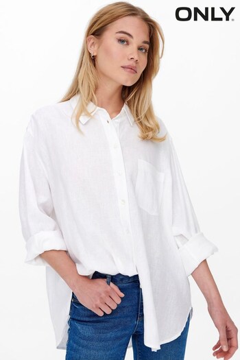 ONLY White Linen Blend Shirt (K57871) | £32