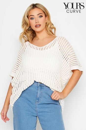 Yours Curve Cream Crochet Boxy Cover Up (K57896) | £24