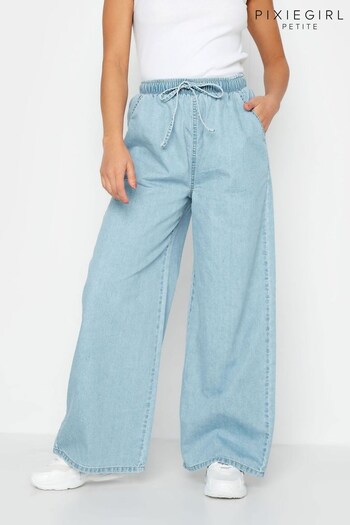 PixieGirl Petite Blue Pull On Wide Leg Jeans (K57906) | £33