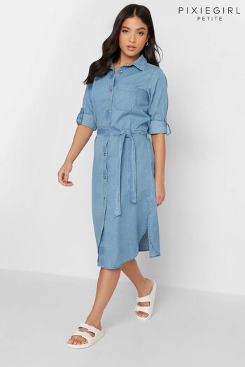 PixieGirl Petite Blue Shirt Dress (K57921) | £34