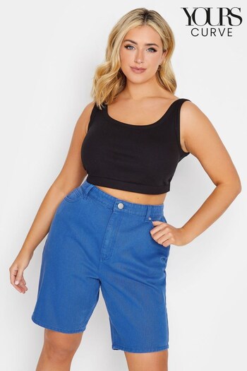Yours Curve Blue High Waisted Dad Shorts (K57960) | £25