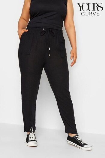 Yours Curve Black Linen Viscose Jogger With A Touch Of Linen (K57975) | £27