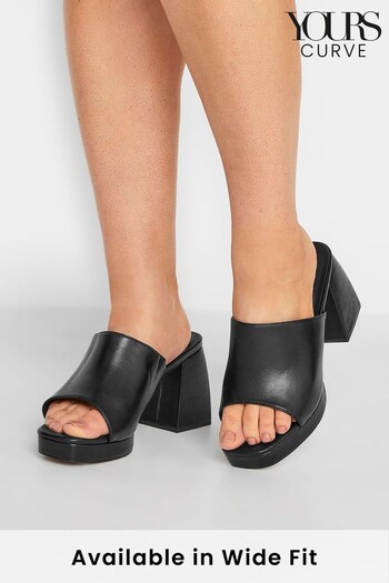 Yours Curve Black Extra Wide Fit Wide Fit Chunky Platform Mule (K58053) | £40