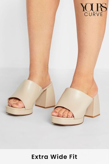 Yours Curve White Extra Wide Fit Extra-Wide Fit Chunky Platform Mule (K58055) | £40