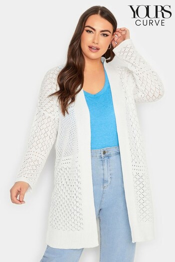Yours Curve White Pointelle Patchwork Cardigan (K58070) | £33
