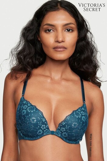 Victoria's Secret Midnight Sea Blue Posey Lace Lace T-Shirt Push Up Bra (K58263) | £35