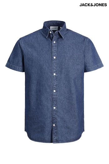 JACK & JONES Dark Blue Denim Short Sleeve Shirt (K58268) | £25