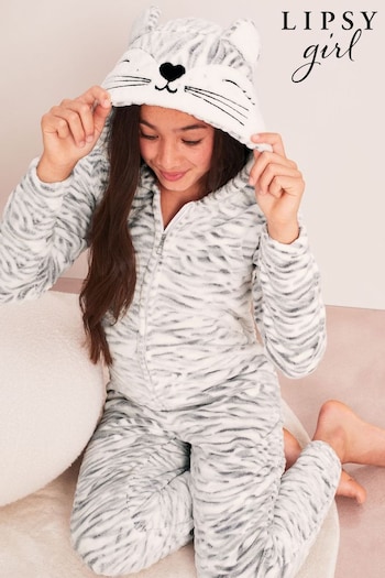 Lipsy White Animal Cosy Fleece All-In-One (From 3-16yrs) (K58329) | £26 - £34