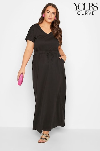 Yours Curve Black Maxi Short Sleeve T-Shirt Dress snoopy (K58388) | £26
