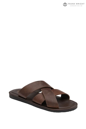 Frank Wright Brown Leather Mule Sandals - Men's (K58793) | £40