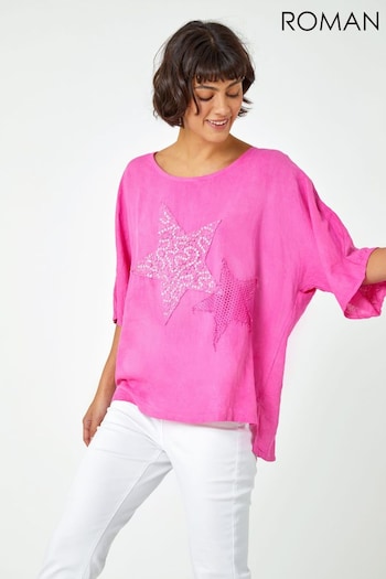 Roman Pink Sequin Star Print Tunic Top (K58822) | £30