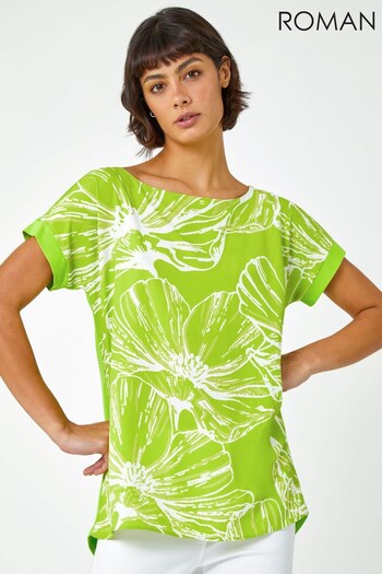 Roman Green Linear Floral Print T-Shirt (K58840) | £26