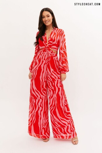 Style Cheat Red Teagan Cut Out Jumpsuit (K58860) | £75