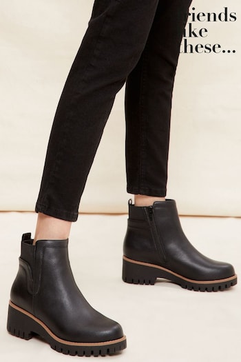 Friends Like These Black Low Wedge Chelsea Ankle Boot (K58999) | £46