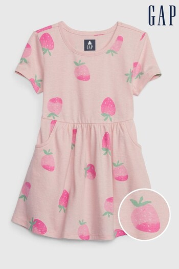 Gap Light Pink Organic Cotton Mix and Match Skater Short Sleeve Dress (K59123) | £15