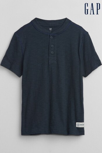 Gap Blue Henley Short Sleeve T-Shirt (K59139) | £12