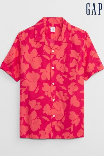 Gap Red Floral Poplin Resort Collar Shirt - Kids (K59141) | £18