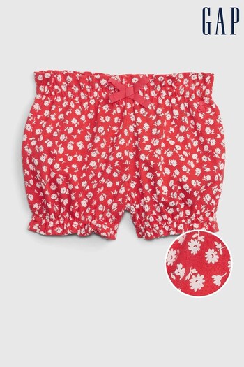 Gap Red Floral Print Ruffle Hem Cotton Shorts - Baby (K59156) | £8
