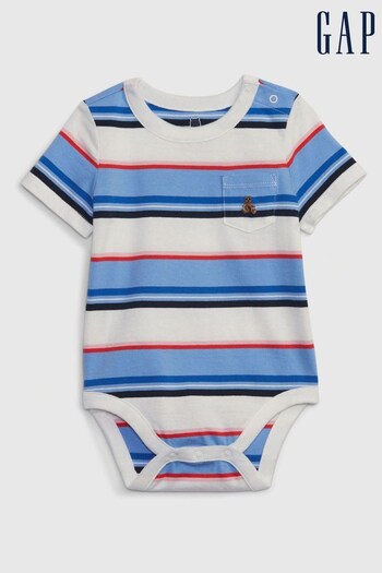 Gap Blue Stripe Organic Cotton Mix and Match Baby Bodysuit (K59159) | £8