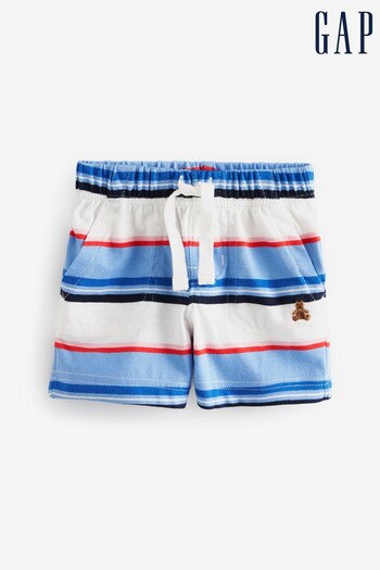 Gap White, Blue and Red Stripe Printed Pull On Shorts - Print (K59161) | £8