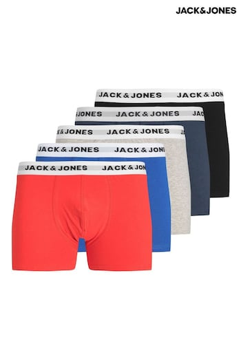 JACK & JONES Black, Orange, Blue and Grey 5 Pack Trunks (K59168) | £35
