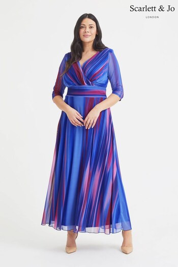 Scarlett & Jo Blue & Purple Ikat Verity Maxi Gown (K59265) | £95