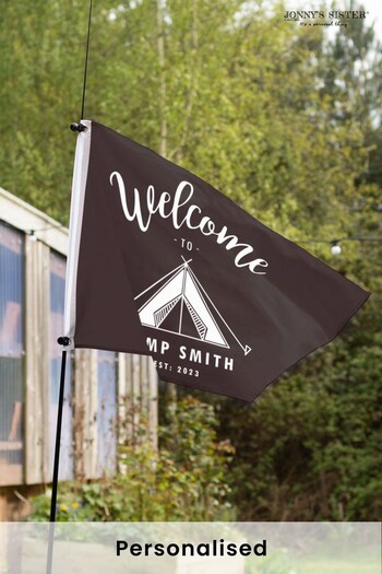 Personalised Black Camping Flag with Pole and Toggles by Jonny's Sister (K59743) | £51