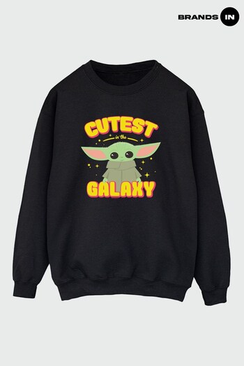Brands In Black Star Wars The Mandalorian Cutest In The Galaxy Womens Black Sweatshirt by Brands In (K59756) | £36
