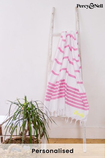 Personalised Neon Embroidered Hammam Towel by Percy & Nell (K59771) | £35