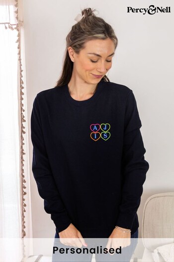 Personalised Embroidered Initial Hearts Adult Matching Sweatshirt by Percy & Nell (K59772) | £30