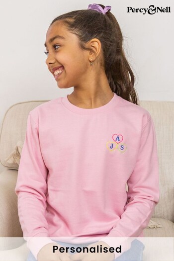 Personalised Embroidered Initial Hearts Older Kids Matching Sweatshirt by Percy & Nell (K59789) | £25