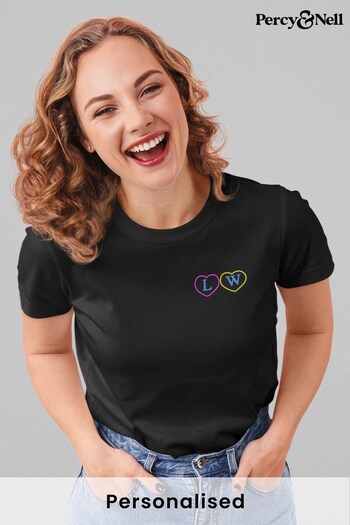 Personalised Embroidered Initial Hearts Adult Matching T-Shirt by Percy & Nell (K59793) | £26
