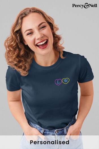 Personalised Embroidered Initial Hearts Adult Matching T-Shirt by Percy & Nell (K59794) | £26