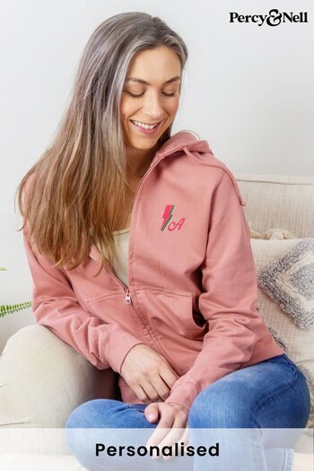 Personalised Lightning Bolt Embroidered Zipped Hoodie by Percy & Nell (K59817) | £40