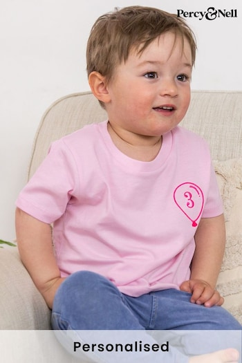 Personalised Balloon Number or Initial embroidered T-Shirt for Older Kids by Percy & Nell (K59828) | £20