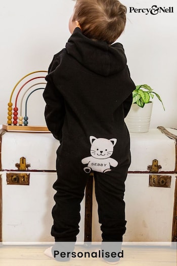 Personalised Organic Onesie with Adorable Cat on the Reverse by Percy & Nell (K59830) | £30