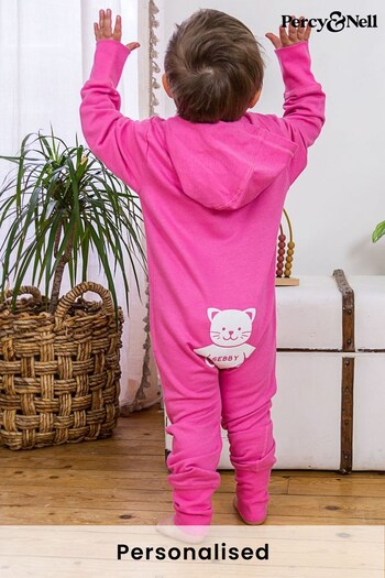 Personalised Organic Onesie with Adorable Cat on the Reverse by Percy & Nell (K59831) | £30