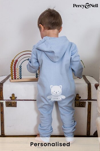 Personalised Organic Onesie with Adorable Cat on the Reverse by Percy & Nell (K59832) | £30