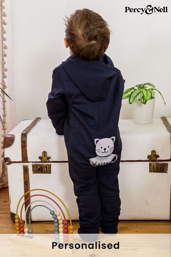 Personalised Organic Onesie with Adorable Cat on the Reverse by Percy & Nell (K59833) | £30