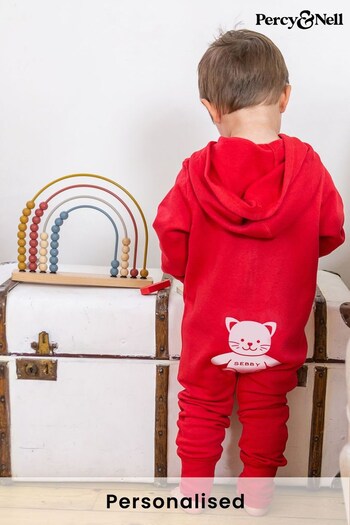 Personalised Organic Onesie with Adorable Cat on the Reverse by Percy & Nell (K59834) | £30