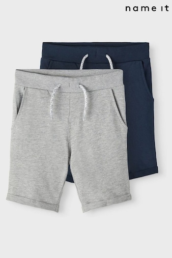 Name It Grey & Blue 2 Pack Of Jersey Shorts Graphic (K59905) | £22