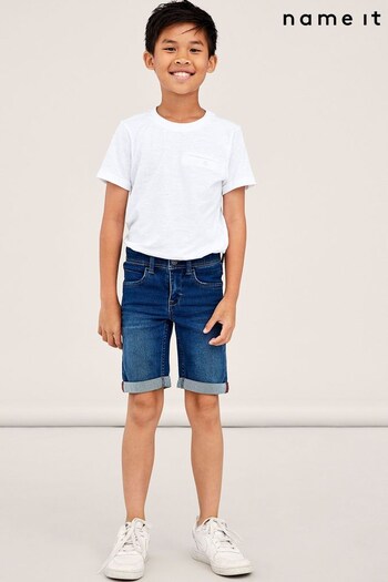 Name It Mid Blue Boys Denim Shorts With Cuffed Hem And Adjustable Waistband (K59908) | £17