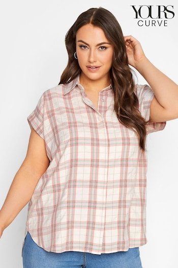 Yours Curve Pink Collared Short Sleeve Shirt (K60358) | £25