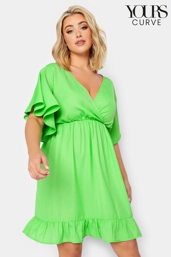Yours Curve Green Limited Frill Sleeve Wrap Tunic (K60384) | £24