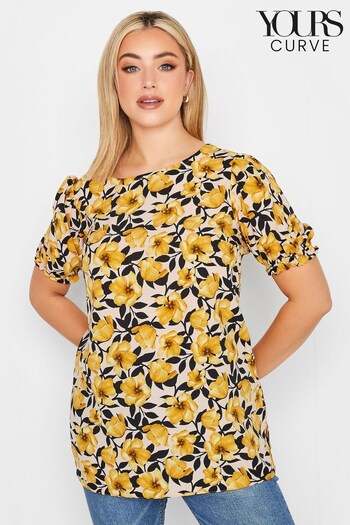 Yours Curve Yellow Short Sleeve Blouse (K60394) | £24