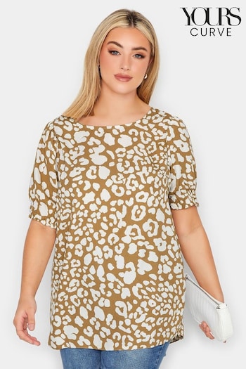Yours Curve Brown Short Sleeve Blouse (K60396) | £24