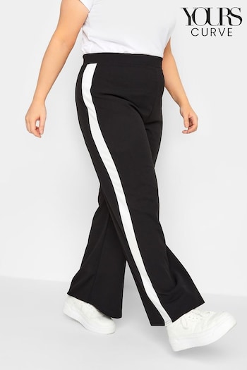 Yours Curve Black Super Wide Side Stripe Trouser (K60405) | £25