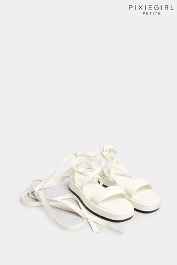 PixieGirl Petite White Ankle Tie Flatform (K60435) | £33