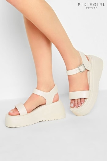 PixieGirl Petite White Chunky Wedge Sandal (K60436) | £38