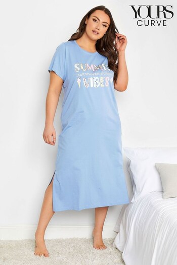 Yours Curve Blue Summer Vibes Midaxi Nightdress (K60455) | £20